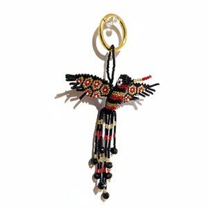 Hummingbird Beaded Bag Charm Key Ring – Handmade Keychain Pendant Holiday Gift